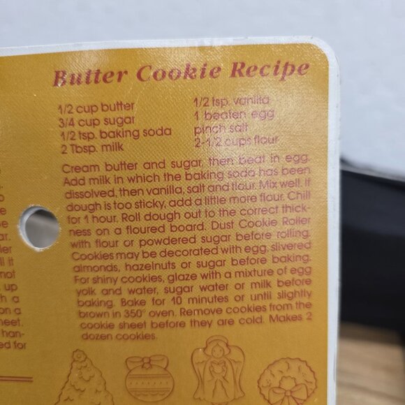 Hutzler Cutout COOKIE Santa 1987 Roll 'Em Christmas Cookie Roller 7 Designs New - Picture 8 of 9